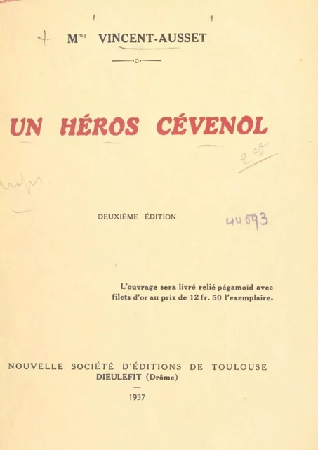 Un héros cévenol -  Vincent-Ausset - FeniXX réédition numérique