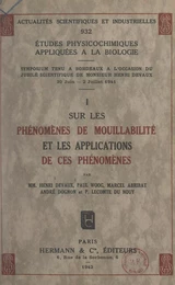 Études physicochimiques appliquées à la biologie (1). Sur les phénomènes de mouillabilité et les applications de ces phénomènes