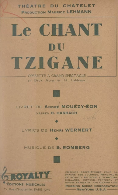 Le chant du tzigane - André Mouézy-Éon - FeniXX réédition numérique