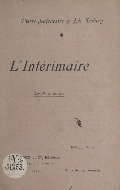 L'intérimaire - Léo Debrey, Pierre Lafenestre - FeniXX réédition numérique