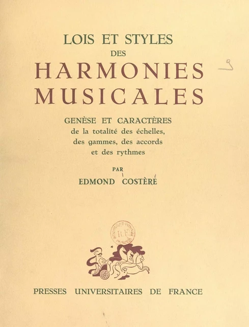 Lois et styles des harmonies musicales - Edmond Costère - FeniXX réédition numérique