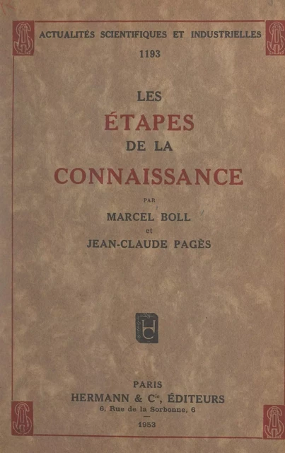 Les étapes de la connaissance - Marcel Boll, Jean-Claude Pagès - FeniXX réédition numérique