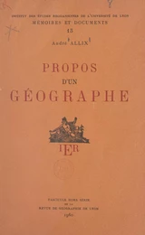 Propos d'un géographe