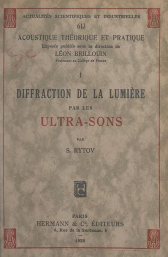 Diffraction de la lumière par les ultra-sons - Sergej Rytov - FeniXX réédition numérique