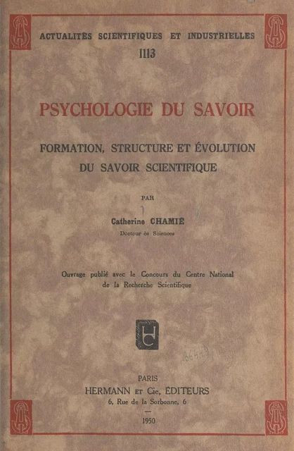 Psychologie du savoir - Catherine Chamié - FeniXX réédition numérique