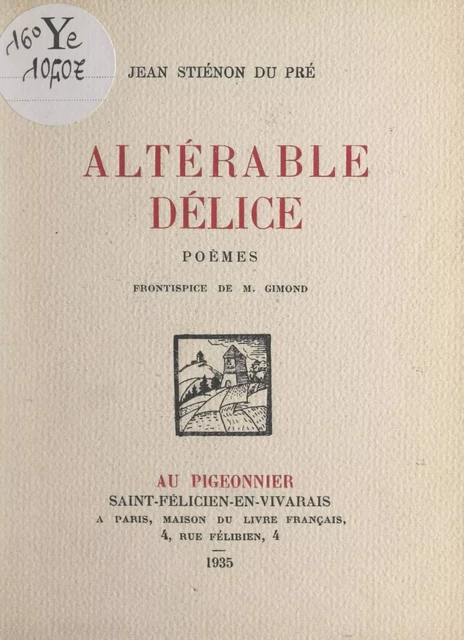 Altérable délice - Jean Stiénon du Pré - FeniXX réédition numérique