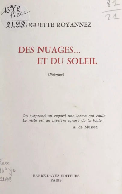 Des nuages... et du soleil - Huguette Royannez - FeniXX réédition numérique