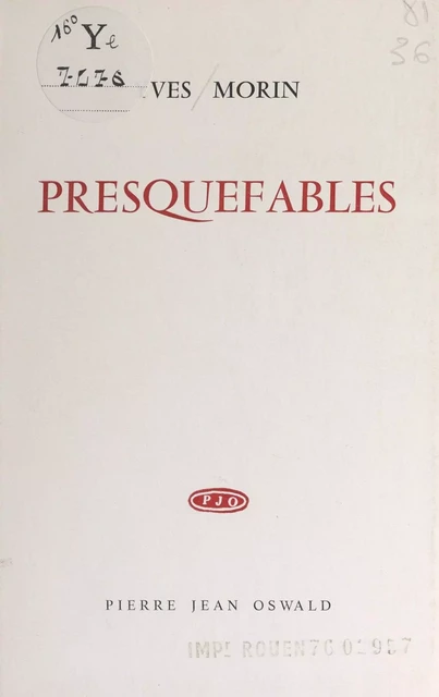 Presquefables - Yves Morin - FeniXX réédition numérique