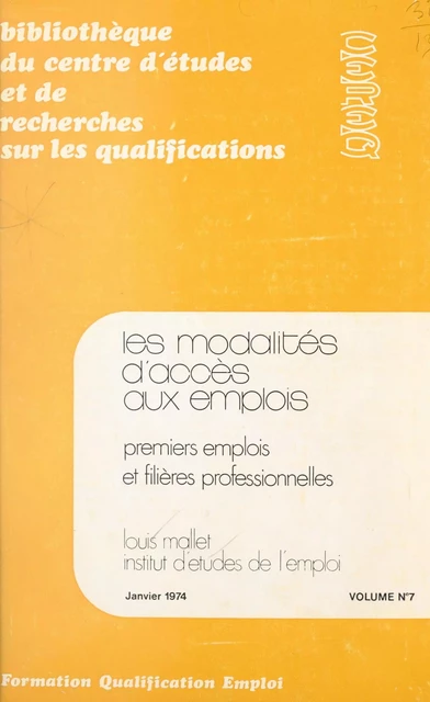 Les modalités d'accès aux emplois - Louis Mallet - FeniXX réédition numérique