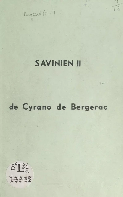 Savinien II de Cyrano de Bergerac - Martial Humbert Augeard - FeniXX réédition numérique