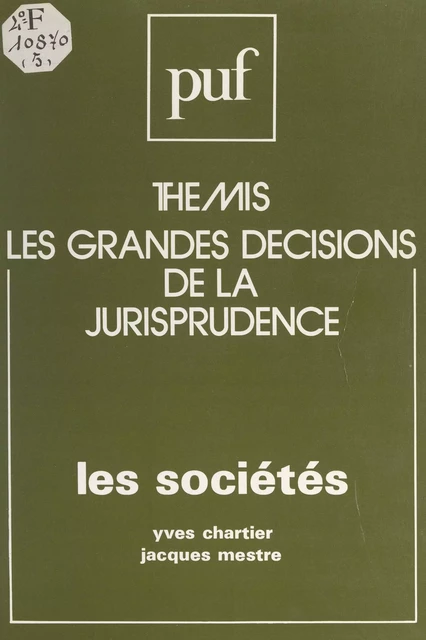 Les sociétés - Yves Chartier, Jacques Mestre - (Presses universitaires de France) réédition numérique FeniXX