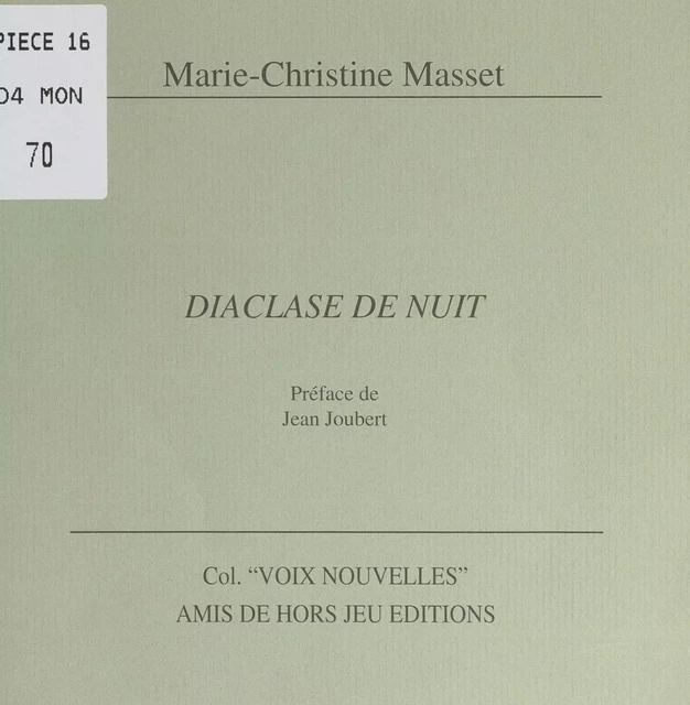 Diaclase de nuit - Marie-Christine Masset - FeniXX réédition numérique