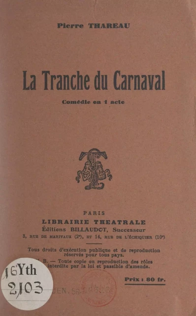 La tranche du carnaval - Pierre Thareau - FeniXX réédition numérique