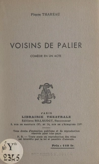 Voisins de palier - Pierre Thareau - FeniXX réédition numérique