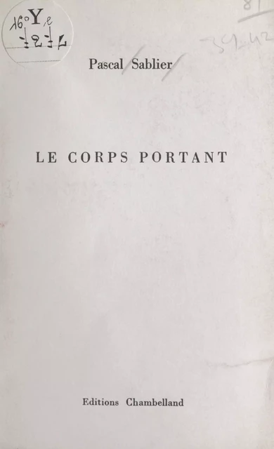 Le corps portant - Pascal Sablier - FeniXX réédition numérique