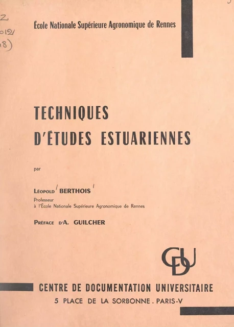 Techniques d'études estuariennes - Léopold Berthois - FeniXX réédition numérique