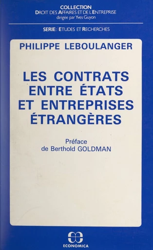 Les contrats entre États et entreprises étrangères - Philippe Leboulanger - FeniXX réédition numérique