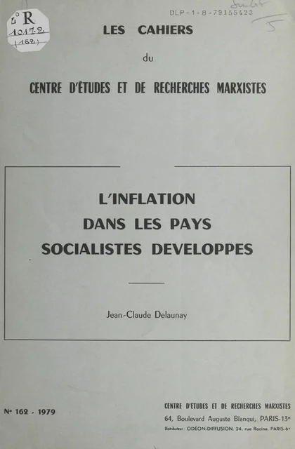 L'inflation dans les pays socialistes développés - Jean-Claude Delaunay - FeniXX réédition numérique