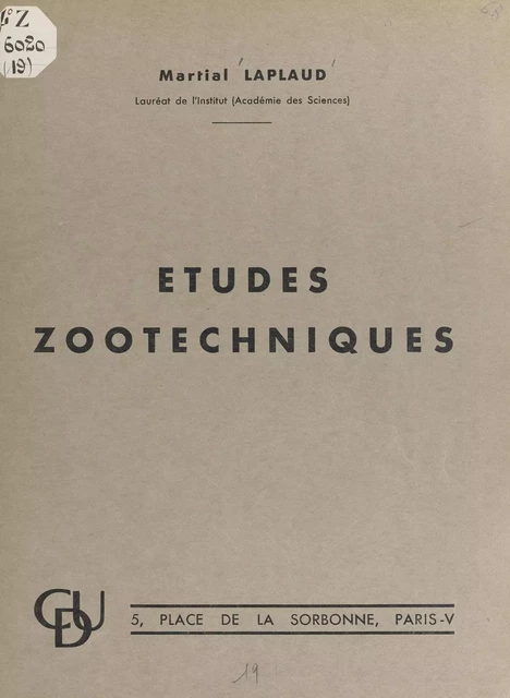 Études zootechniques - Martial Laplaud - FeniXX réédition numérique