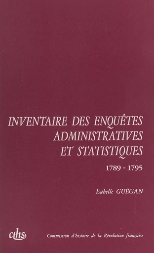 Inventaire des enquêtes administratives et statistiques - Isabelle Guégan - FeniXX réédition numérique