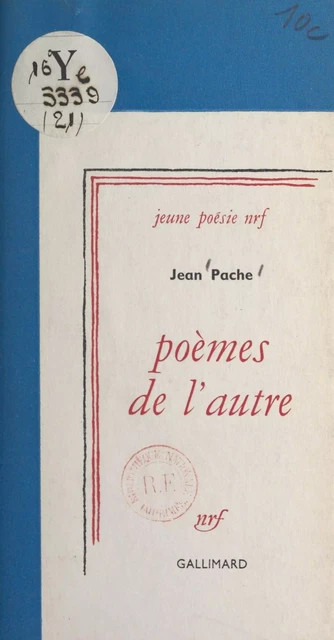 Poèmes de l'autre - Jean Pache - Gallimard (réédition numérique FeniXX)