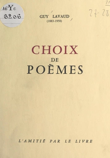 Choix de poèmes - Guy Lavaud - FeniXX réédition numérique