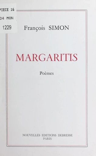 Margaritis : poèmes - François Simon - FeniXX réédition numérique