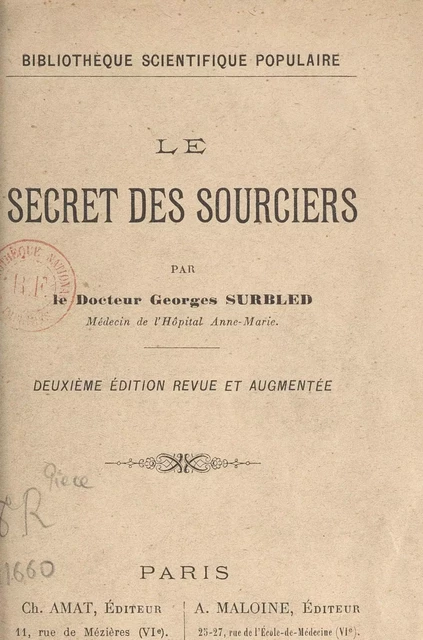 Le secret des sourciers - Georges Surbled - FeniXX réédition numérique