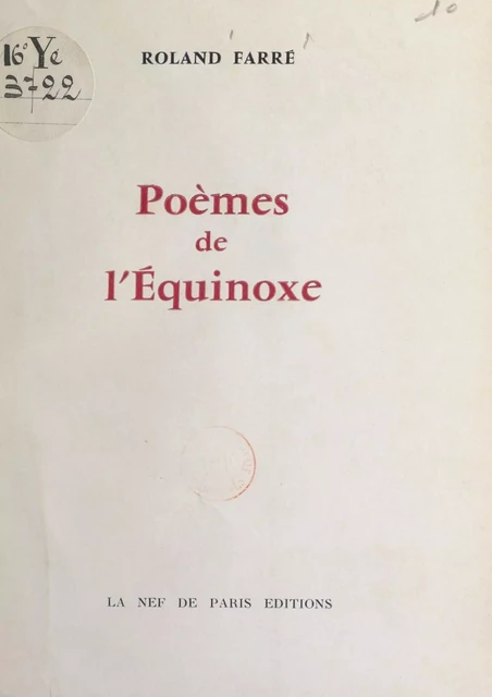 Poèmes de l'équinoxe - Roland Farré - FeniXX réédition numérique