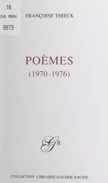 Poèmes (1970-1976) - Françoise Thieck - FeniXX réédition numérique