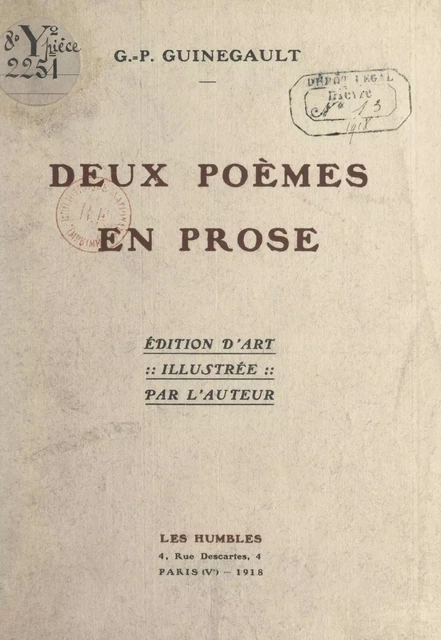 Deux poèmes en prose - G.-P. Guinegault - FeniXX réédition numérique