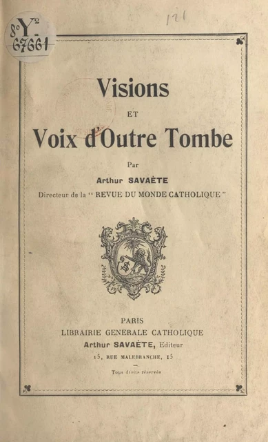 Visions et voix d'outre-tombe - Arthur Savaète - FeniXX réédition numérique