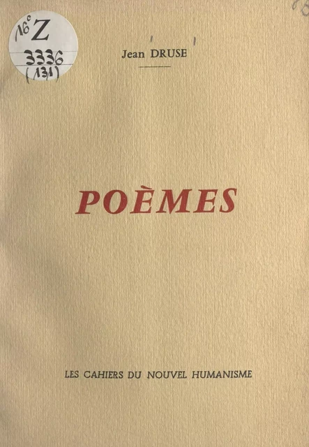 Poèmes - Jean Druse - FeniXX réédition numérique