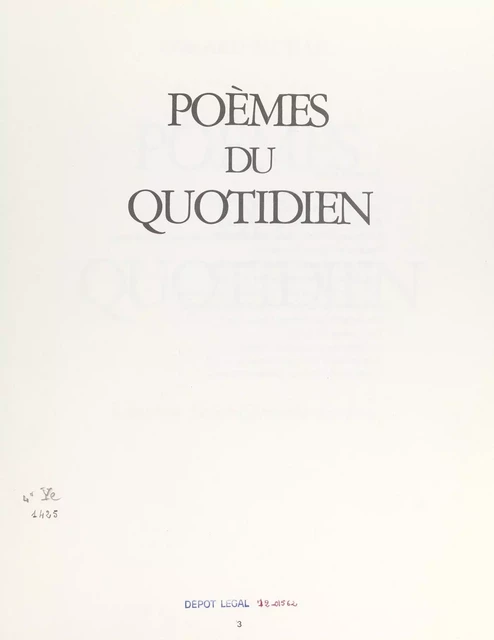 Poèmes du quotidien - Gérard Murail - FeniXX réédition numérique