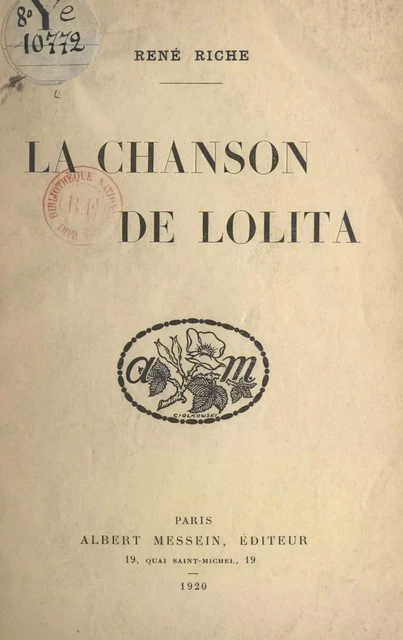 La chanson de Lolita - René Riche - FeniXX réédition numérique