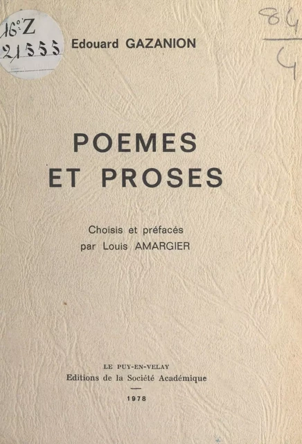 Poèmes et proses - Édouard Gazanion - FeniXX réédition numérique