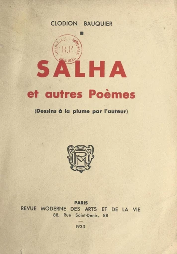 Salha et autres poèmes - Clodion Bauquier - FeniXX réédition numérique