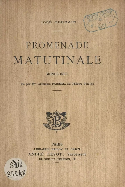 Promenade matutinale - José Germain - FeniXX réédition numérique