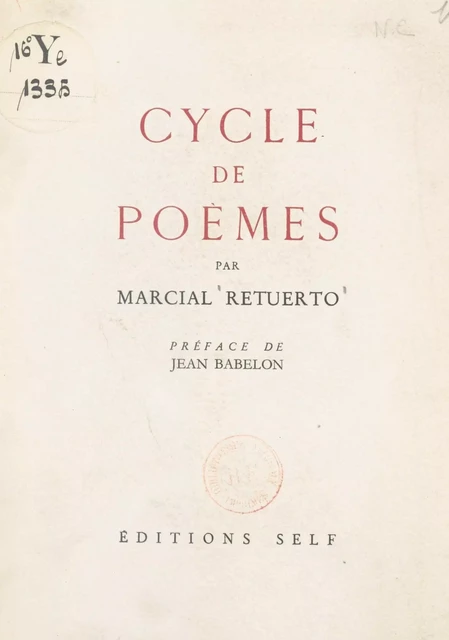 Cycle de poèmes - Marcial Retuerto - FeniXX réédition numérique