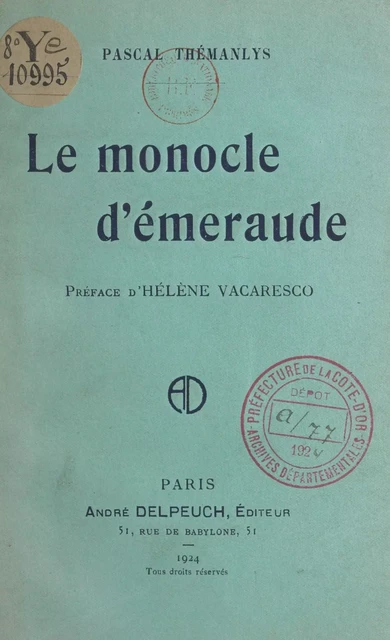 Le monocle d'émeraude - Pascal Thémanlys - FeniXX réédition numérique