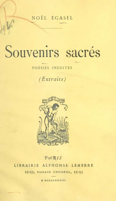 Souvenirs sacrés - Noël Egasel - FeniXX réédition numérique