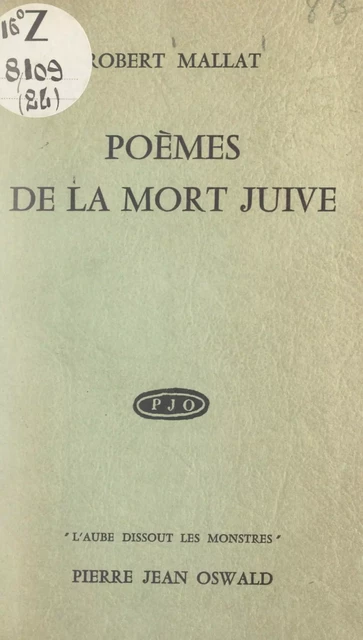 Poèmes de la mort juive - Robert J. Mallat - FeniXX réédition numérique