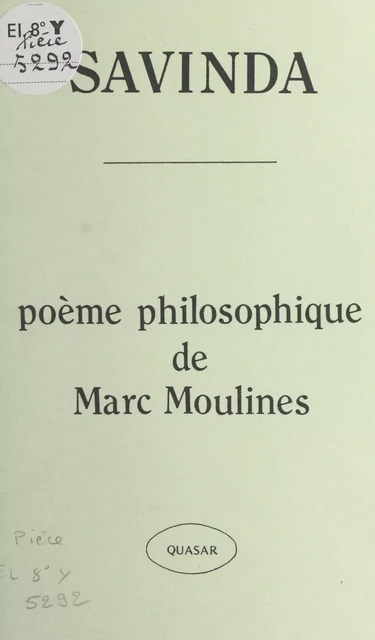 Savinda : poème philosophique - Marc Moulines - FeniXX réédition numérique