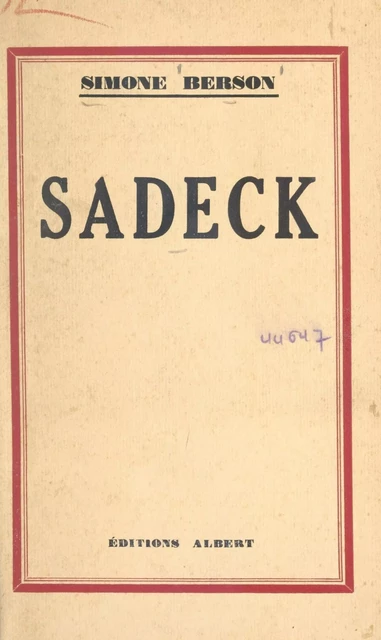 Sadeck - Simone Berson - FeniXX réédition numérique