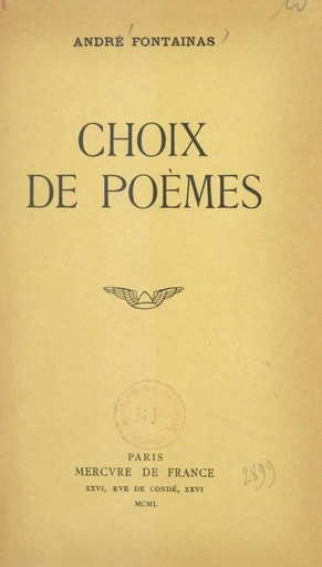 Choix de poèmes - André Fontainas - FeniXX réédition numérique