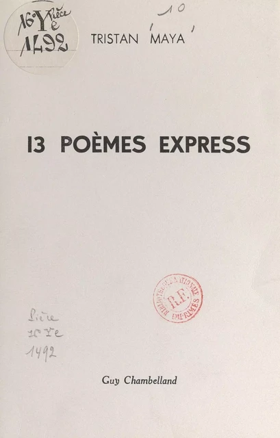 13 poèmes express - Tristan Maya - FeniXX réédition numérique