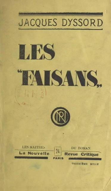 Les faisans - Jacques Dyssord - FeniXX réédition numérique