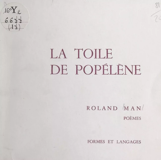 La toile de Popélène - Roland Man - FeniXX réédition numérique