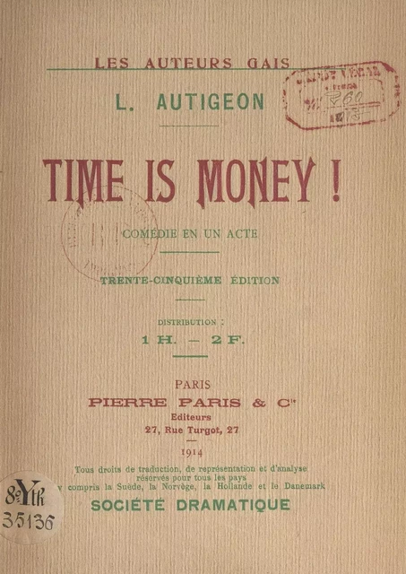 Time is money ! - Louis Autigeon - FeniXX réédition numérique