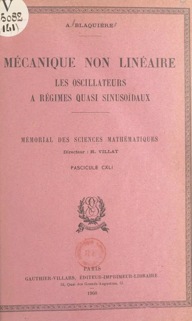 Mécanique non linéaire - Austin Blaquière - (Dunod) réédition numérique FeniXX